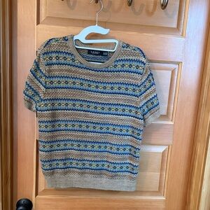 Lauren Ralph Lauren Short-Sleeve Fair Isle Sweater - Beige, Blue, Green